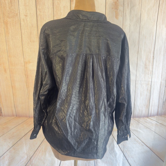 GAP - The Big Shirt- Oversized Tunic, Black & Silver Stripes- Women’s XL - Picture 5 of 10